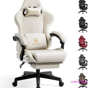 Gaming Chair with Speakers, Footrest,Gamer Chairs- Padded High Back Reclining