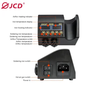 2 in 1 LCD Digital display Rework Welding Station Kit Soldering Iron Hot Air Repair Solder tools